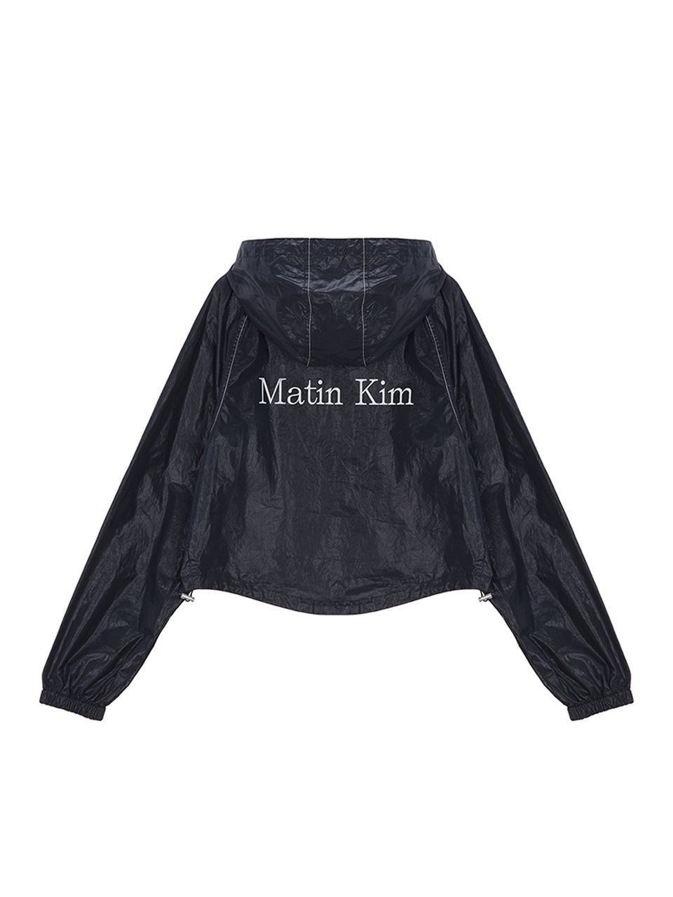 [MATIN KIM] MATIN CROP HOODY COATING JUMPER IN NAVY - コクモト KOCUMOTO