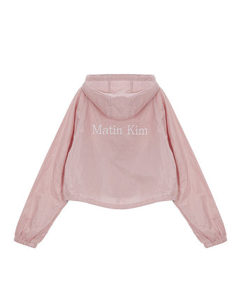 [MATIN KIM] MATIN CROP HOODY COATING JUMPER IN PINK - コクモト KOCUMOTO