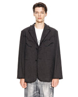 [MATIN KIM] [韓国人気] RAW CUT CHECK BLAZER FOR MEN IN CHARCOAL - コクモト KOCUMOTO