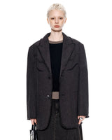 [MATIN KIM] [韓国人気] RAW CUT CHECK BLAZER FOR WOMEN IN CHARCOAL - コクモト KOCUMOTO