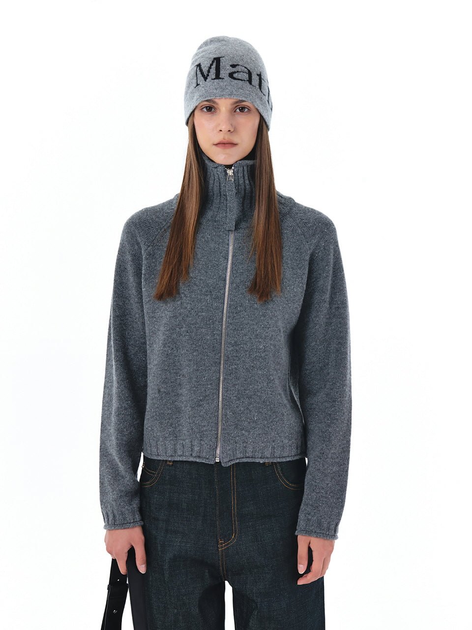 [MATIN KIM] SPELL POINT KNIT ZIP UP IN GREY (MK2211CD004M0GY) 男女共用 Cashmere - コクモト KOCUMOTO