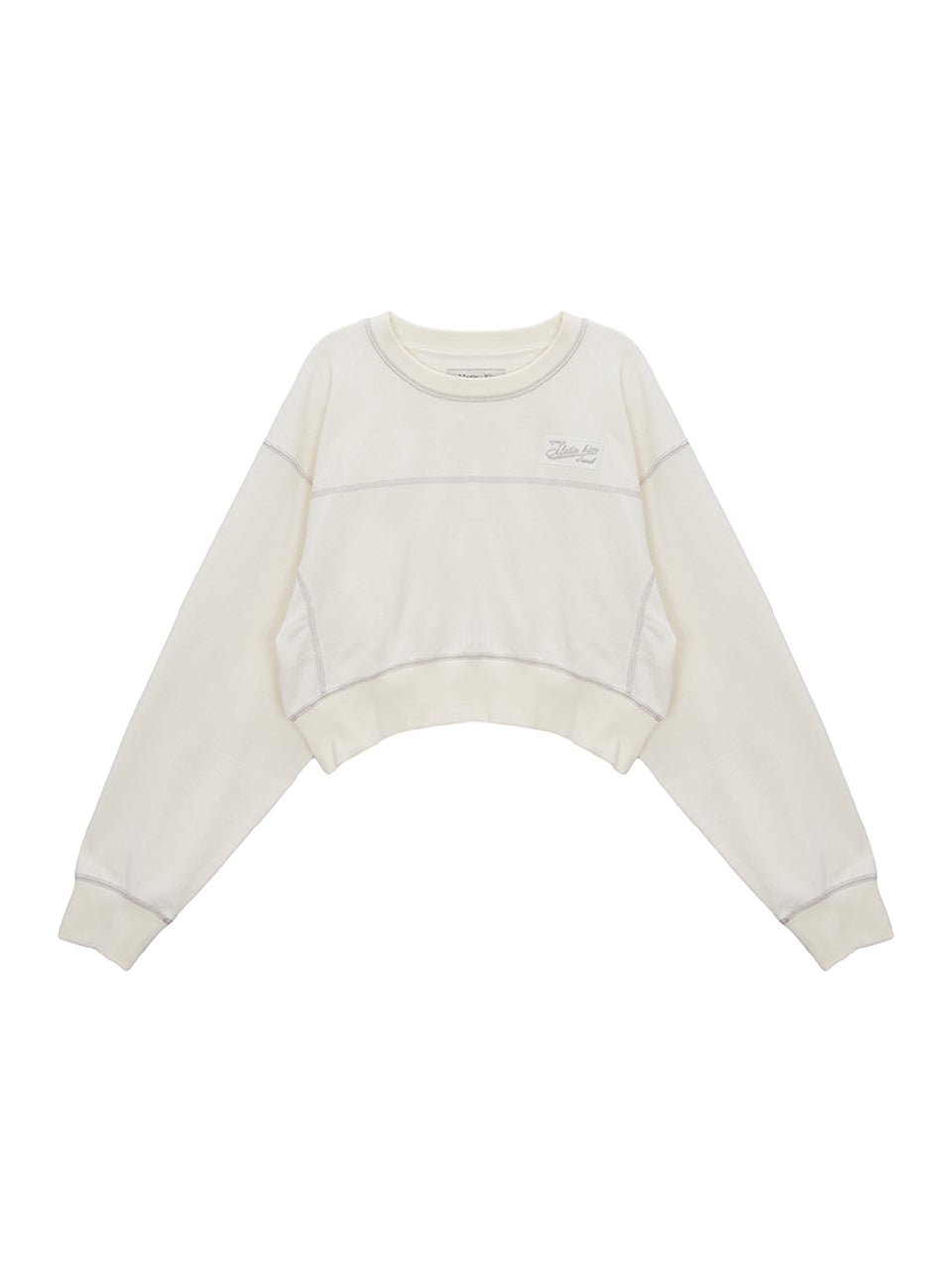 [MATIN KIM] [韓国人気] STITCH POINT LABEL CROP SWEATSHIRT IN IVORY - コクモト KOCUMOTO