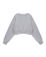 [MATIN KIM] [韓国人気] STITCH POINT LABEL CROP SWEATSHIRT IN LIGHT GREY - コクモト KOCUMOTO