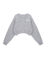 [MATIN KIM] [韓国人気] STITCH POINT LABEL CROP SWEATSHIRT IN LIGHT GREY - コクモト KOCUMOTO