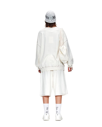 [MATIN KIM] [韓国人気] STITCH POINT LABEL HALF SWEATSHORTS IN IVORY - コクモト KOCUMOTO