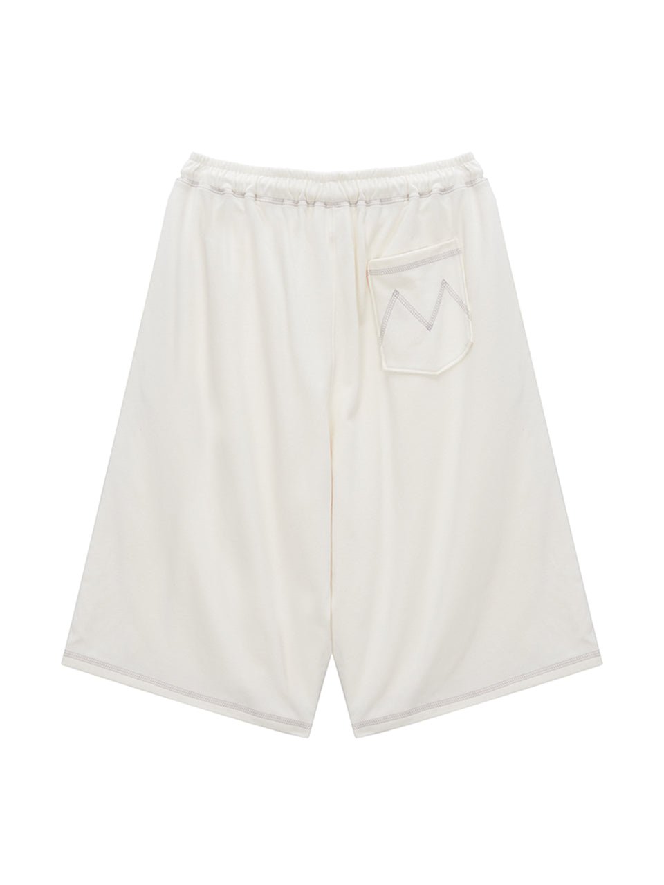 [MATIN KIM] [韓国人気] STITCH POINT LABEL HALF SWEATSHORTS IN IVORY - コクモト KOCUMOTO