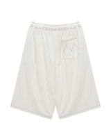 [MATIN KIM] [韓国人気] STITCH POINT LABEL HALF SWEATSHORTS IN IVORY - コクモト KOCUMOTO