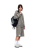 [MATIN KIM] [韓国人気] STITCH POINT LABEL HALF SWEATSHORTS IN KHAKI - コクモト KOCUMOTO