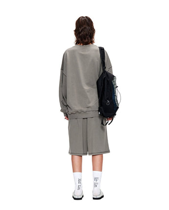 [MATIN KIM] [韓国人気] STITCH POINT LABEL HALF SWEATSHORTS IN KHAKI - コクモト KOCUMOTO