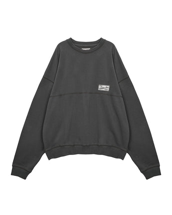 [MATIN KIM] [韓国人気] STITCH POINT LABEL SWEATSHIRT IN CHARCOAL - コクモト KOCUMOTO