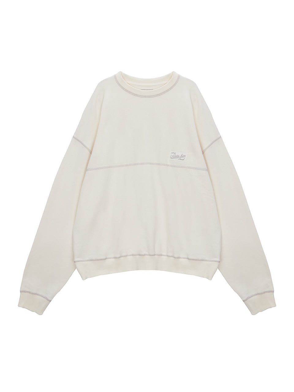 [MATIN KIM] [韓国人気] STITCH POINT LABEL SWEATSHIRT IN IVORY - コクモト KOCUMOTO