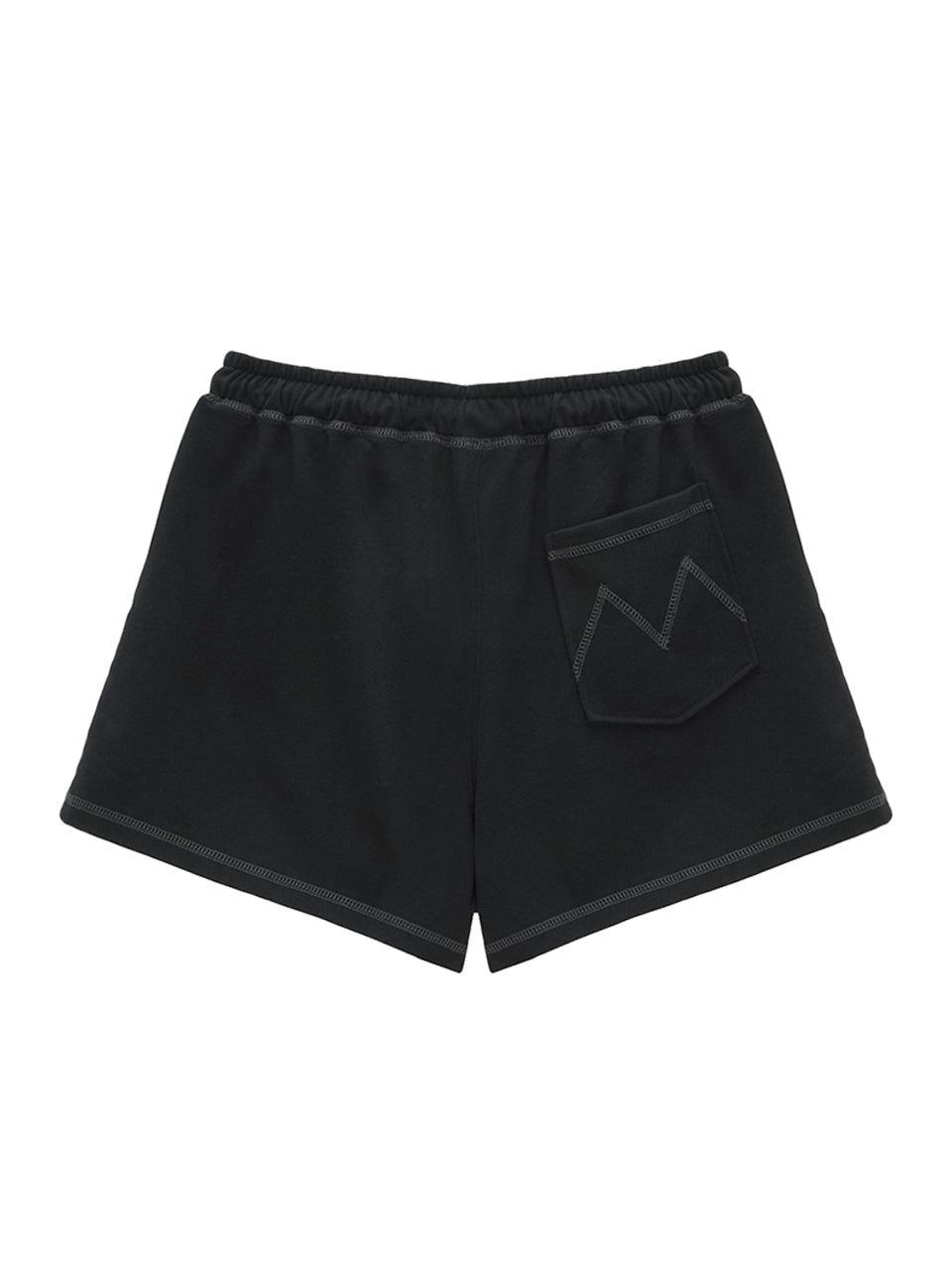 [MATIN KIM] [韓国人気] STITCH POINT LABEL SWEATSHORTS IN BLACK - コクモト KOCUMOTO