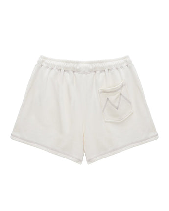 [MATIN KIM] [韓国人気] STITCH POINT LABEL SWEATSHORTS IN IVORY - コクモト KOCUMOTO