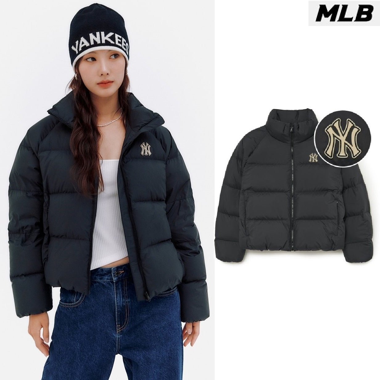 [MLB] Womens Basic Overcrop Padding NY (Black) _ (3FDJB0136-50BKS) - コクモト KOCUMOTO