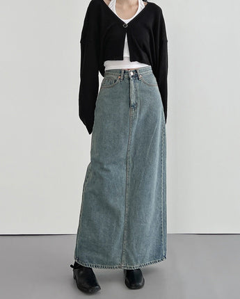 [MNEM] 2022SS韓国ファッションイノデニムロングスカート（2color） - コクモト KOCUMOTO
