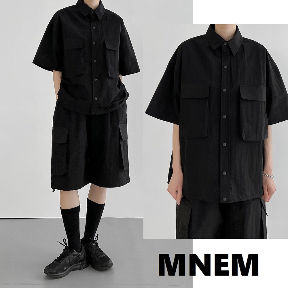 [MNEM]韓国ファッションポケットスナップシャツ（2color） - コクモト KOCUMOTO