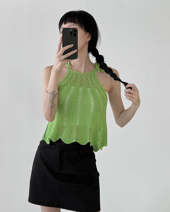 [MNEM]韓国ファッションチェリーベルホルターニット（3color） - コクモト KOCUMOTO