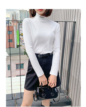 [muahmuah] [1+1割引] muah Stitch Turtleneck T-Shirt 3色 韓国人気 肝節期 韓国ファッション ストリートファッション 女性服 Tシャツ - コクモト KOCUMOTO