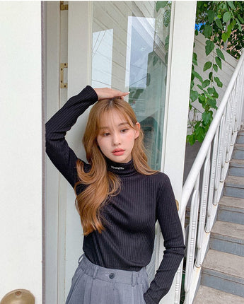 [muahmuah] [1+1割引] muah Stitch Turtleneck T-Shirt 3色 韓国人気 肝節期 韓国ファッション ストリートファッション 女性服 Tシャツ - コクモト KOCUMOTO