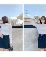 [muahmuah] [1+1割引] muah Stitch Turtleneck T-Shirt 3色 韓国人気 肝節期 韓国ファッション ストリートファッション 女性服 Tシャツ - コクモト KOCUMOTO