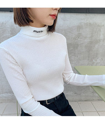 [muahmuah] [1+1割引] muah Stitch Turtleneck T-Shirt 3色 韓国人気 肝節期 韓国ファッション ストリートファッション 女性服 Tシャツ - コクモト KOCUMOTO