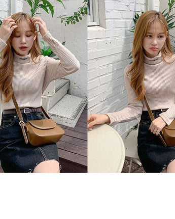 [muahmuah] [1+1割引] muah Stitch Turtleneck T-Shirt 3色 韓国人気 肝節期 韓国ファッション ストリートファッション 女性服 Tシャツ - コクモト KOCUMOTO