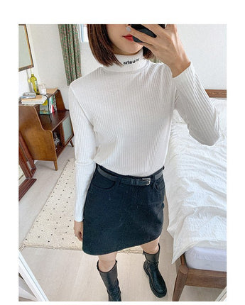 [muahmuah] [1+1割引] muah Stitch Turtleneck T-Shirt 3色 韓国人気 肝節期 韓国ファッション ストリートファッション 女性服 Tシャツ - コクモト KOCUMOTO