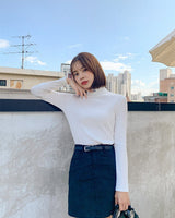 [muahmuah] [1+1割引] muah Stitch Turtleneck T-Shirt 3色 韓国人気 肝節期 韓国ファッション ストリートファッション 女性服 Tシャツ - コクモト KOCUMOTO