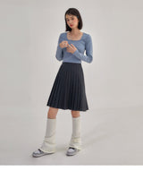 [muahmuah] [1+1]Square Neck Cropped Long sleeve T-shirt 5色 韓国人気 女性服 - コクモト KOCUMOTO