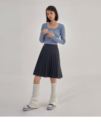 [muahmuah] [1+1]Square Neck Cropped Long sleeve T-shirt 5色 韓国人気 女性服 - コクモト KOCUMOTO