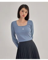 [muahmuah] [1+1]Square Neck Cropped Long sleeve T-shirt 5色 韓国人気 女性服 - コクモト KOCUMOTO