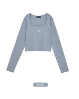 [muahmuah] [1+1]Square Neck Cropped Long sleeve T-shirt 5色 韓国人気 女性服 - コクモト KOCUMOTO