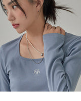 [muahmuah] [1+1]Square Neck Cropped Long sleeve T-shirt 5色 韓国人気 女性服 - コクモト KOCUMOTO