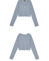 [muahmuah] [1+1]Square Neck Cropped Long sleeve T-shirt 5色 韓国人気 女性服 - コクモト KOCUMOTO