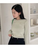 [muahmuah] muah Stitch Logo Soft Long Sleeve [5色] 新商品 韓国人気 女性服 ストリートファッション 夏ファッション - コクモト KOCUMOTO