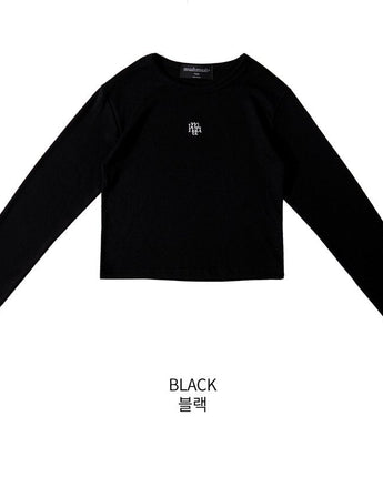 [muahmuah] Signature crop long-sleeve T-shirt 2色 FREE 新商品 韓国人気 女性服 ストリートファッション 夏ファッション - コクモト KOCUMOTO