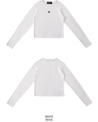 [muahmuah] Signature crop long-sleeve T-shirt 2色 FREE 新商品 韓国人気 女性服 ストリートファッション 夏ファッション - コクモト KOCUMOTO