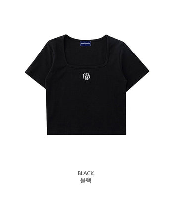 [muahmuah] Square Neck Cropped short sleeve T-shirt 2色 新商品 デイリールック - コクモト KOCUMOTO