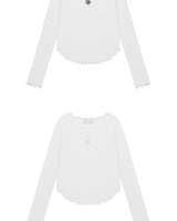 [muahmuah] Stitch Frill U-neck Long Sleeve 3色 dailylook - コクモト KOCUMOTO