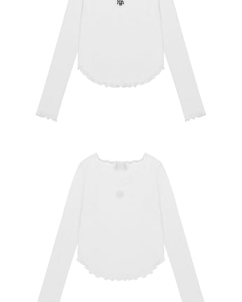 [muahmuah] Stitch Frill U-neck Long Sleeve 3色 dailylook - コクモト KOCUMOTO