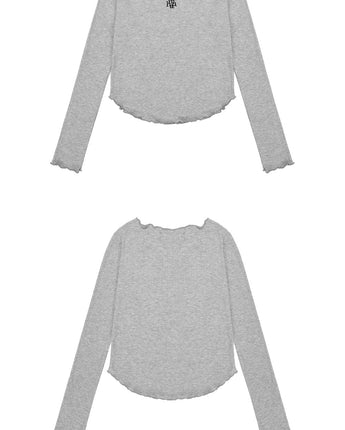 [muahmuah] Stitch Frill U-neck Long Sleeve 3色 dailylook - コクモト KOCUMOTO