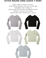 [muahmuah] Stitch round long-sleeved T-shirt 5色 FREE 新商品 韓国人気 女性服 ストリートファッション 夏ファッション - コクモト KOCUMOTO