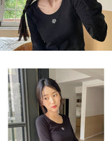 [muahmuah] Stitch U neck Long-sleeve T-shirt 4色 FREE新商品 韓国人気 女性服 ストリートファッション 夏ファッション - コクモト KOCUMOTO