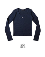 [muahmuah] Stitch U neck Long-sleeve T-shirt 4色 FREE新商品 韓国人気 女性服 ストリートファッション 夏ファッション - コクモト KOCUMOTO