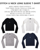 [muahmuah] Stitch U neck Long-sleeve T-shirt 4色 FREE新商品 韓国人気 女性服 ストリートファッション 夏ファッション - コクモト KOCUMOTO