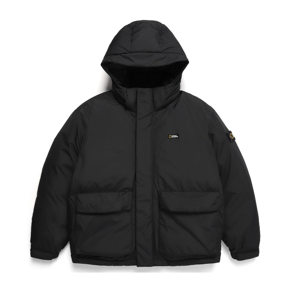 [NATIONAL GEOGRAPHIC] Dugong hooded short duck down jumper_ CARBON BLACK (N234UDW902) グースダウン - コクモト KOCUMOTO