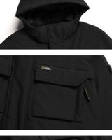 [NATIONAL GEOGRAPHIC] Dugong hooded shorts Chest pocket duck down jumper _ CARBON BLACK (N234UDW901) グースダウン - コクモト KOCUMOTO