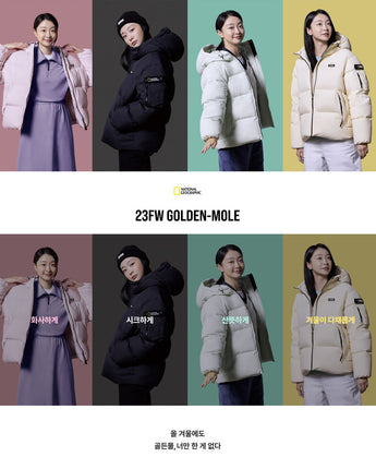 [NATIONAL GEOGRAPHIC] Women's Golden Mole short length goose down hoodie jumper_ CARBON BLACK (N234WDW820) - コクモト KOCUMOTO