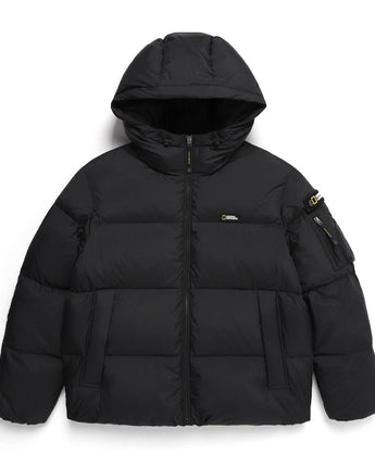 [NATIONAL GEOGRAPHIC] Women's Golden Mole short length goose down hoodie jumper_ CARBON BLACK (N234WDW820) - コクモト KOCUMOTO