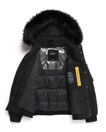 [NATIONAL GEOGRAPHIC] Women's Taruga fur trim hoodie down jumper _ CARBON BLACK (N234WDW930) グースダウン - コクモト KOCUMOTO